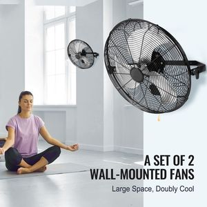 2 Ventilatori Industriali da Parete in Metallo da 18 Pollici, Regolazione Manuale Inclinabile a 360 Gradi, 3 Velocità, Alta Velocità, 4000 CFM, 20W - Product Image 5