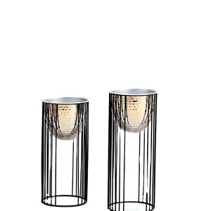 Juego de 2 jardineras de Metal martilladas con soporte para interior y exterior, decorativas, baratas, en venta - Product Image 1