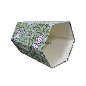 Cubo de basura de cartón DIY con tela de algodón con estampado floral hecho a mano, proyecto DIY listo para usar para escuelas e instituciones. - Product Image 2