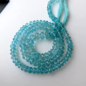 Cuentas de Apatita Azul Natural Facetadas en Forma de Rondelle para Joyería, Hilo Completo de Piedras Sueltas - Product Image 1