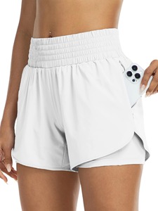 Shorts Deportivos de Cintura Alta para Mujer, Diseño en Capas, Anti-Exposición, con Bolsillos, Ecológicos, para Yoga y Running - Product Image 3