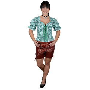 Lederhosen pour femmes, style vintage, en cuir de vache véritable marron, costume traditionnel bavarois pour l'Oktoberfest, short de style alpin allemand - Product Image 1