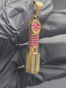 Colgante de Labial Iced Out con Rubí Rosa y Moissanita VVS, de Plata 925 Bañada en Oro, Joyería Hip Hop, Colgante para Rapper - Product Image 5
