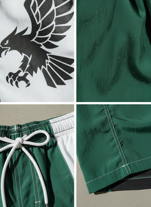 Shorts coupe-vent personnalisés pour hommes, séchage rapide, en nylon, style streetwear, imprimé aigle, color block, pour l'été, décontracté, sportswear - Product Image 4