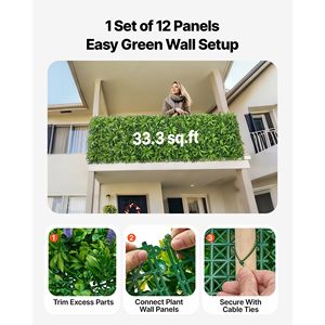 Pannelli di Bosso Artificiale 40 x 120 cm, Protezione Solare, Sfondo Verde, Recinzione per Privacy, Erba Finta, Parete Vegetale Artificiale - Product Image 4