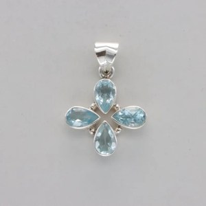 Pendentif croix en argent sterling 925 avec serti en lapis-lazuli, bijoux religieux chrétiens unisexes - Product Image 3