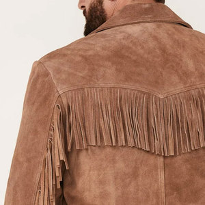 Men's Genuine <b>Suede</b> Leather Fringe Winter <b>Jacket</b> Premium Quality Plain Dyed Finish Full Size Range Custom OEM Wholesale - Product Image 5