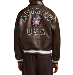 Chaqueta Avirex Personalizable de Invierno con Logotipo Frontal, Impermeable, 100% Cuero Genuino para Hombre, Tallas Grandes, Todos los Colores Disponibles - Product Image 3