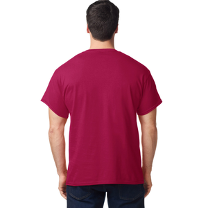เสื้อยืดผู้ชาย ผ้าฝ้าย แขนสั้น คอกลม สวมใส่สบาย แฟชั่นเรียบง่าย สีแดง - Product Image 3