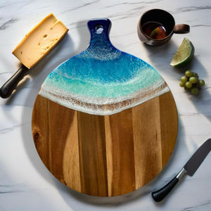 Planche à découper ronde en résine avec manche en bois, compatible lave-vaisselle - Product Image 5