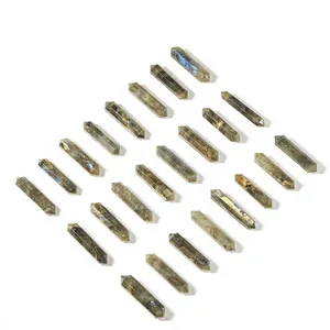 Labradorite naturelle à double terminaison, pointe crayon, 45-50mm, polie, hexagonale, pour pendentif en pierre précieuse DIY, vente en gros - Product Image 3