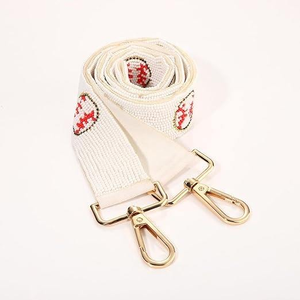 Sangle de sac légère faite à la main avec perles d'imitation, motif de couture rouge style baseball, réglable, pour épaule ou bandoulière, de remplacement - Product Image 6