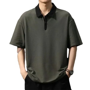 2025 nouveau grande taille hommes polos demi fermeture éclair Polo été rabattu T-shirts décontracté Golf porter Y2K Streetwear t-shirts hauts - Product Image 1