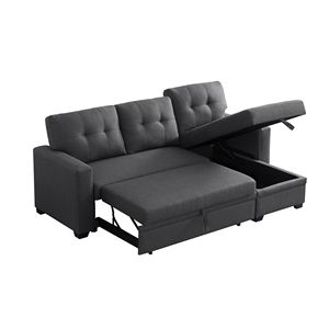 Divano Letto Sezionale Estraibile con Chaise Longue, Arredamento Imbottito Confortevole - Product Image 3