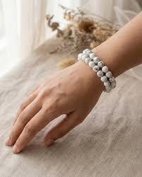 Howlite Beaded Bracelet Polished <b>Sphere</b> Shape Eco-Friendly <b>Crystal</b> Jewelry - Product Image 2