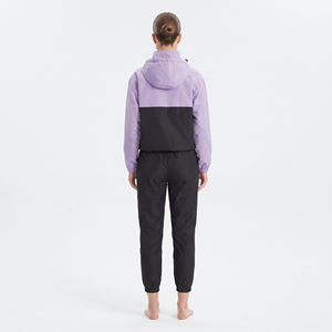 Ensemble de survêtement athlétique pour femme 2026 en nylon color block avec sweat à capuche quart de zip coupe régulière et pantalon de jogging assorti - Product Image 6