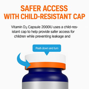 Cápsulas de Vitamina D3 2000 UI 300 mg de Fabricación Coreana, Suplemento Alimenticio para Adultos, Mejora la Densidad Ósea, No Apto para Recién Nacidos - Product Image 5