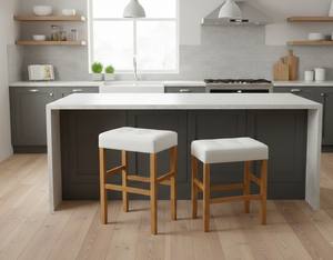 Ensemble de 2 tabourets de bar et de comptoir en cuir PU, ensemble de tabourets capitonnés en cuir PU, ensemble de tabourets rembourrés en PU avec structure en bois massif, hauteur bar et comptoir - Product Image 6