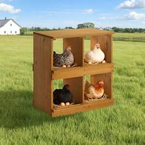Nidi per Galline e Anatre, Casetta in Legno per Deposizione Uova con 4 Scomparti, Gabbia per Animali Gialla - Product Image 5