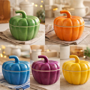 Tarro de mantequilla de cerámica con forma de calabaza de Halloween, plato de mantequilla de cerámica, recipiente de mantequilla de cerámica con tapa, tarro de mantequilla de cerámica con tapa - Product Image 2