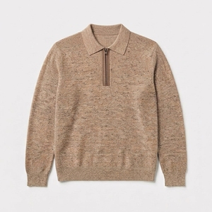 Pull col roulé de luxe pour homme, couleur unie, tricot épais à demi-zip, coupe ample, sweat-shirt d'hiver pour homme - Product Image 1