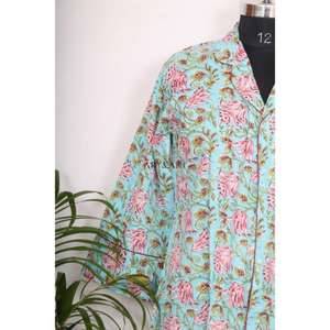 Camisón Kimono Bohemio de Algodón para Mujer, Estilo Indio, Largo Medio, con Cinturón y Botones Decorativos, Ajuste Holgado y Dulce - Product Image 2