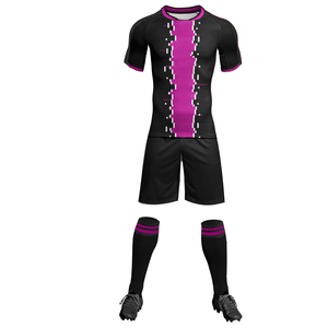 Maillot de football personnalisé pour homme, noir et violet rayé, sublimé, anti-humidité, ajusté, manches courtes, toutes saisons, vêtements de sport - Product Image 1