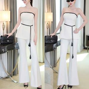 Conjunto de Dos Piezas de Alta Calidad para Mujer, Top Peplum sin Tirantes con Falda Larga, Elegante y a la Moda - Product Image 3