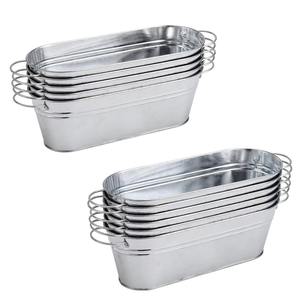 Jardinières en métal avec poignées, pots de jardin en zinc ondulé pour décoration intérieure et extérieure - Product Image 2