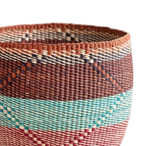 Cesto para Ropa Sucia de Fibra Natural Estilo Boho Chic con Motivo Geométrico de Diamantes Multicolores y Organizador Doméstico Versátil - Product Image 4