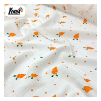 Imprimé doux motifs de petites fleurs imprimer 100% coton tissu de mousseline froissée pour bébé vêtements serviette couverture