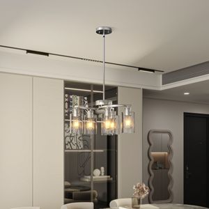 Lampadario a 6 Luci in Nichel Spazzolato Regolabile per Sala da Pranzo, Lampada a Sospensione Industriale per Tavolo, Illuminazione per Secondo Piano - Product Image 4