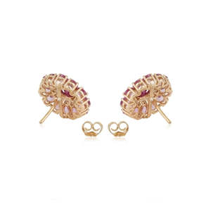 14K Gold Natural Pink Sapphire and Ruby Contemporary <b>Fine</b> Stud <b>Earrings</b> - Product Image 6