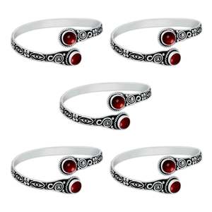 Handmade Fine <b>Silver</b> Bohemian Style Women's Fashion Gift <b>Bracelet</b> Brass Graceful <b>Solid</b> <b>Silver</b> Plated Garnet Geometric Gemstone - Product Image 1