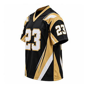 Camiseta de Fútbol Americano Sublimada Unisex, Negra y Dorada, Número 23, Cuello en V, Malla Transpirable, Tela de Poliéster Antibacteriana, para Adultos - Product Image 4