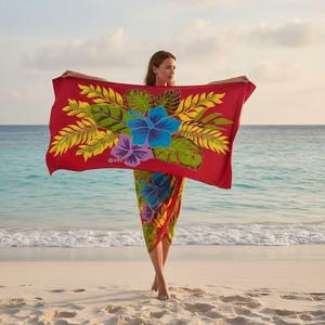 Tenue de plage décontractée pour femmes, paréo de bain grande taille, tissu doux, confortable et élégant, jupe de plage ajustable avec lien - Product Image 1