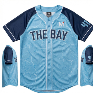 Maillot de baseball 100 % polyester sublimé, design personnalisé, col en V, entièrement boutonné, uniformes d'entraînement professionnels pour hommes - Product Image 1