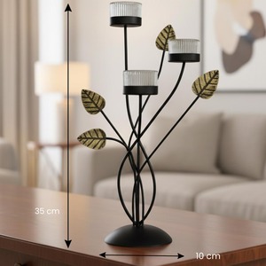 \Leaf Design Metal Candle Holder Leaf Shape Candle Stand <b>Decorative</b> Metal Candle Holder Home <b>Decor</b> Living Room <b>Decor</b> And Dining - Product Image 4