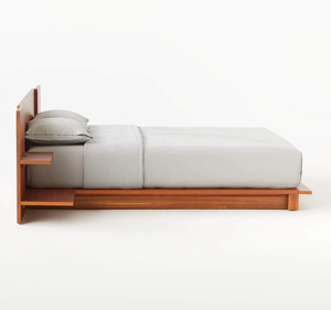 Base de Cama Flotante Moderna de Madera de Teca Sólida con Cabecera Integrada y Estante, Tamaño King Minimalista, Garantía de 3 Años - Product Image 2
