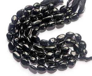 Cuentas sueltas de espinela negra natural en forma de pepita lisa para la fabricación de joyas al por mayor - Product Image 2