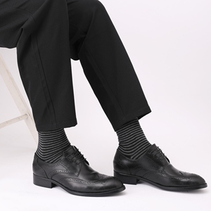 Men's <b>Black</b> Crew <b>Socks</b> Argyle Pattern Cotton Spandex Knitted Breathable Style Daily Wear Autumn Season Standard Thickness - Product Image 5