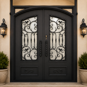 Porte d'entrée extérieure en fer forgé époustouflante : Transformez l'attrait de votre maison avec des designs artisanaux personnalisés - Product Image 3