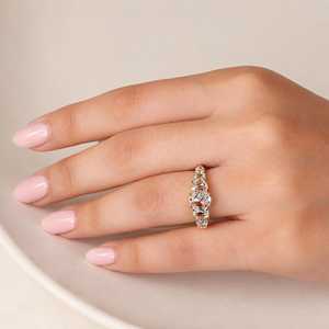แหวนเพชรทรงกลมและวงรีแบบโรสคัท เพชรเลี้ยงในห้องปฏิบัติการ ทองคำแท้ 10k 14k 18k สีทอง ความใสระดับ E ความสะอาดระดับ VVS แหวนสำหรับวันครบรอบ งานเลี้ยง แหวนแฟชั่นทันสมัย - Product Image 6