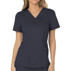 Best Quality 100% Cotton Knitted Hospital <b>Scrubs</b> Uniform <b>Sets</b> Short Sleeve Stand Collar Needle Detection <b>Women</b> Breathable - Product Image 4