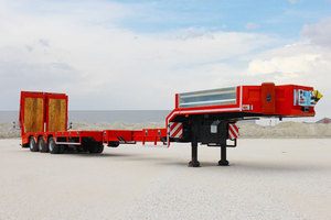 Factory Wholesale 40 Feet 3-Axle Steel <b>Tractor</b> with Low Bed Semi-<b>Trailer</b> Flatbed Cargo & Utility <b>Trailer</b> for Container Transport - Product Image 3