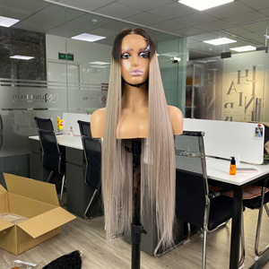 Prix de gros Extensions de cheveux humains vietnamiens vierges bruts 100% naturels, perruque Lace, ultra-lisses, couleur gris ombré, Super Double Drawn - Product Image 4