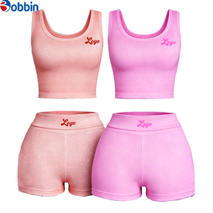 Conjuntos de Ropa de Verano para Mujer, Conjuntos Deportivos Personalizados de Moda Urbana, Conjunto de 2 Piezas, Top Corto y Pantalones Cortos, Conjunto Acanalado - Product Image 2