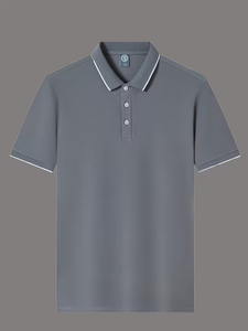 Men's Gray for Shirt Short Sleeve Digital Printed Logo Breathable Casual Solid Color Front Design Jersey Fabric - Product Image 2
