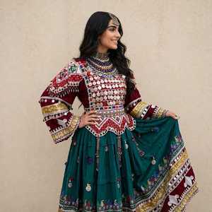 Robes maxi vintage afghanes pour femmes, faites à la main, naturelles, de qualité supérieure, mode ethnique traditionnelle afghane pour mariage - Product Image 5
