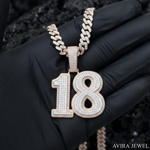 Pendentif Hip Hop glacé en argent sterling 925 massif plaqué or jaune et or rose, avec diamant Moissanite, bijou de luxe et de caractère - Product Image 2